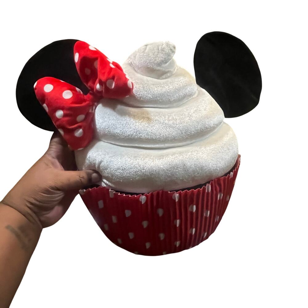 Disney Parks Minnie Mouse Cupcake Plush Pillow Bow 14” Disney‎ Theme Parks